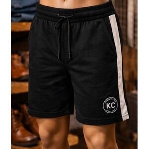 Kenneth Cole Men's Athletic Shorts XL Black White Stripe Drawstring Lounge